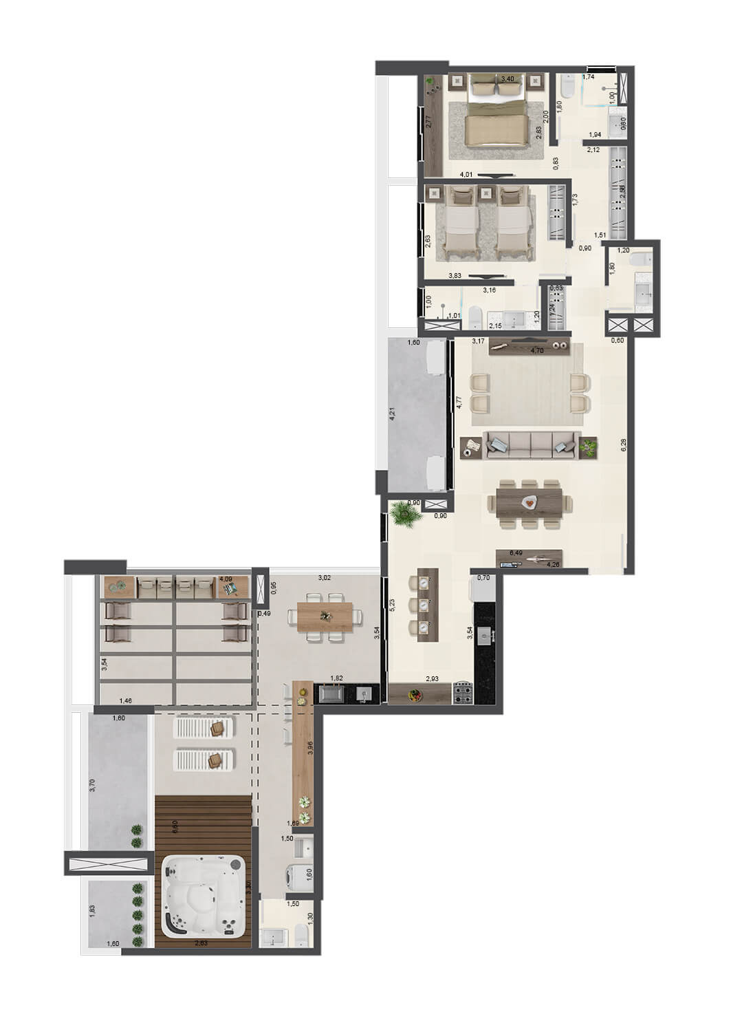 Apartamento cobertura 152,62m² - 53 - Torre B - Aruna Ubatuba