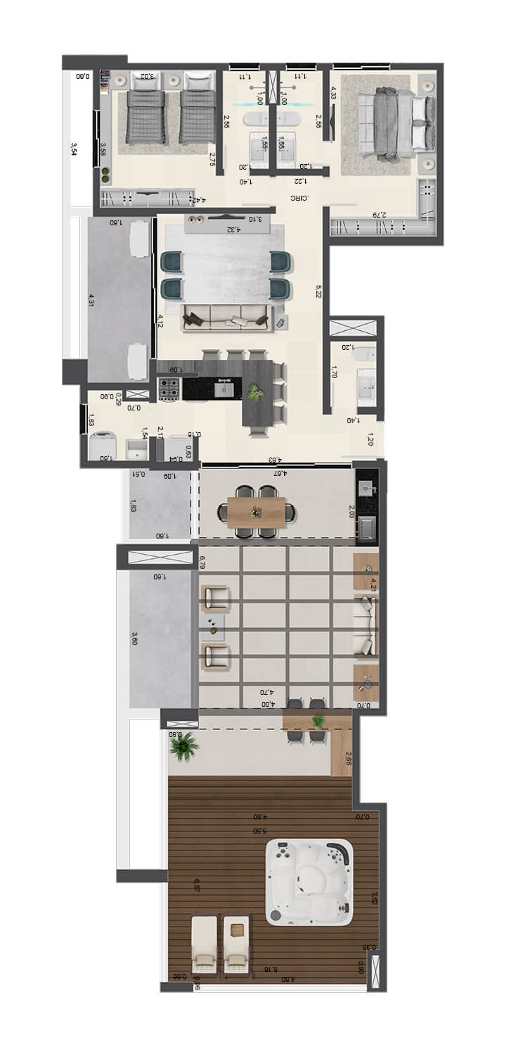 Apartamento de cobertura 149,17m² - 52 - Torre B - Aruna Ubatuba