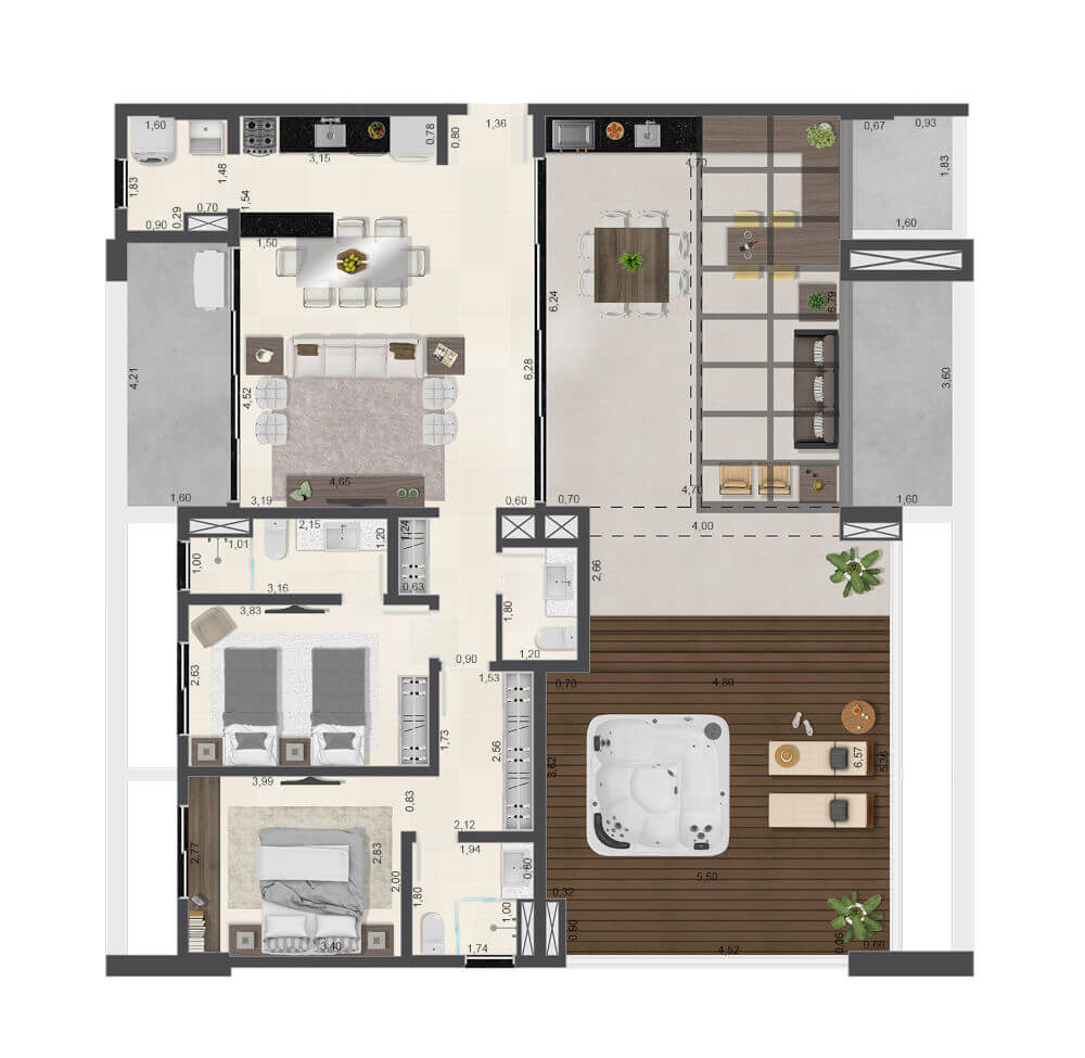 Apartamento de cobertura 151,92m² - 51 - Torre B - Aruna Ubatuba