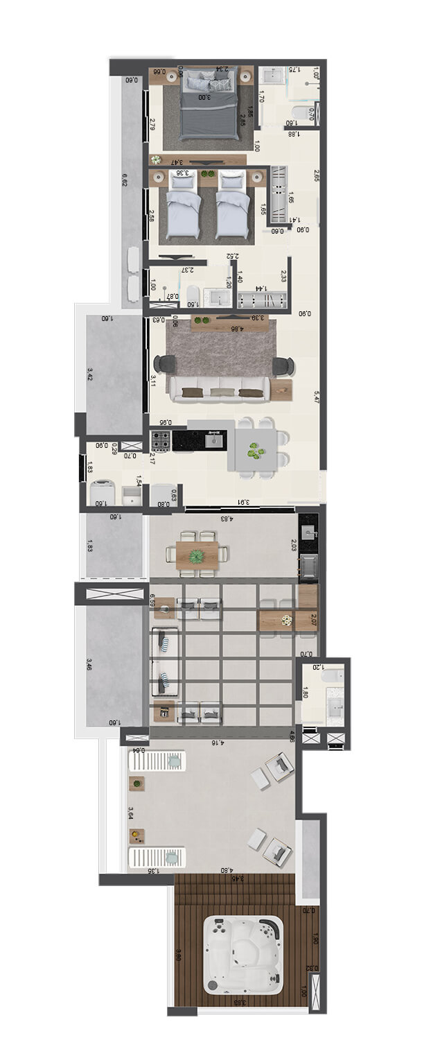 Apartamento de cobertura com 143m² - 52 - Torre C - Aruna Ubatuba