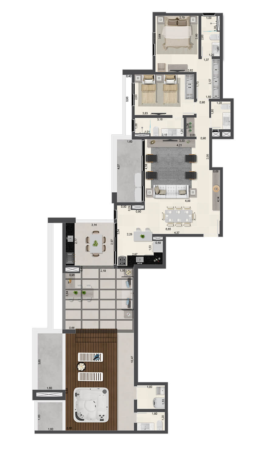 Apartamento de cobertura com 151,97m² - 53 - Torre C - Aruna Ubatuba