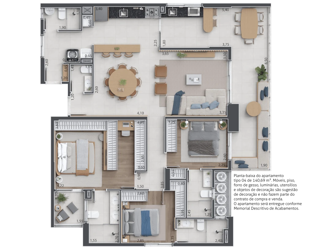 Perspectiva Quarto Apto Tipo 4